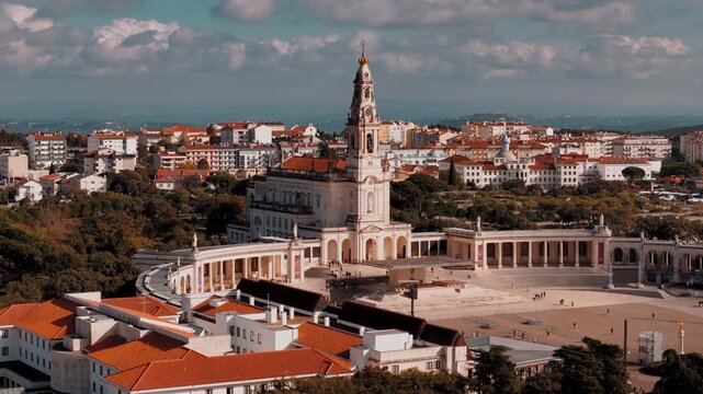 Spiritual atmosphere at the Basilica of Fatima a sacred Catholic monument in Fatima, Portugal