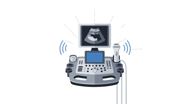 Medical Imaging: Ultrasound Machine Showing a Fetus, High-Tech Healthcare Diagnostic Equipment