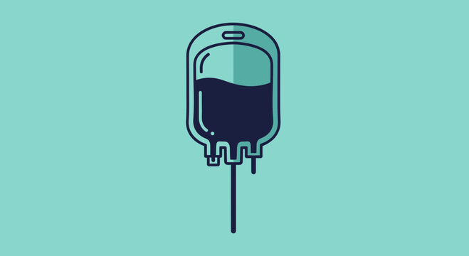 Medical Infusion Bag Illustration Against a Calm Background In a Clean, Minimalist Style