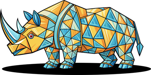 Add a modern, artistic touch to your creative projects! This unique low-poly geometric rhino illustration is ready to enhance your creative designs. © enezxy