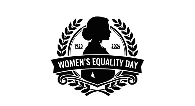 Women's Equality Day Emblem with Silhouette and Laurel Wreath