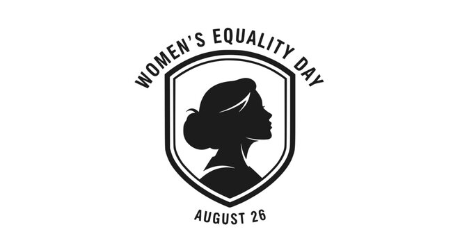 Women's Equality Day Emblem with Woman Silhouette in Shield