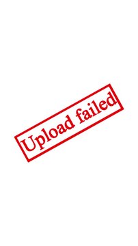 Red rubber stamp impression stating upload failed across white background signifying an error or unsuccessful attempt during digital transfer.