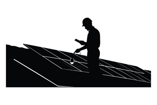 Clean Energy Technician Maintaining Solar Panels