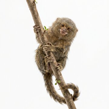 Pygmy marmoset tin6y monkey on white bg