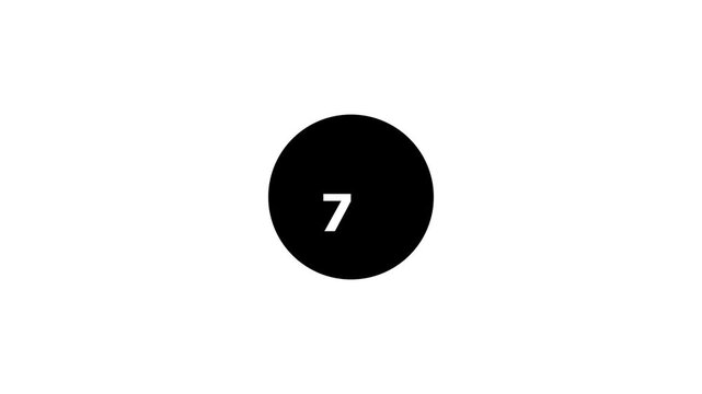 Minimalist countdown timer showing digit seven on white.
