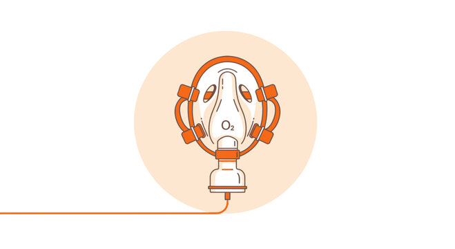 Medical Oxygen Mask Illustration In Graphic Style On White Background Isolated Concept