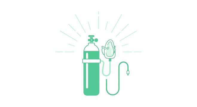 Medical Oxygen Supply Icon with Green Color Design For Healthcare and Hospitals Concept