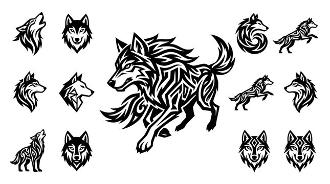 Tribal Wolf Tattoo Designs Collection: Dynamic Poses and Fierce Portraits