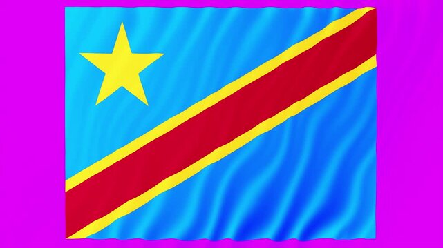 Democratic republic of the congo flag waving in motion with smooth fabric texture and vibrant colors for national celebration and patriotic digital background content