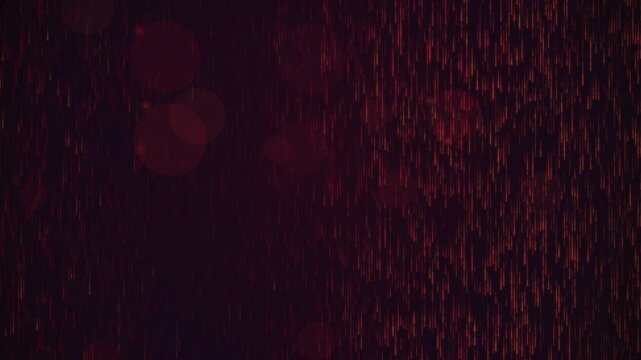 Mesmerizing 4K UHD loop of a ember orange streams of glowing data dashes raining through digital space in crisp volumetric detail. Ideal for presentation background, startup. 4K UHD.
