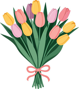 Colorful Bouquet of Tulip Flowers.