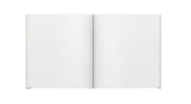 Open blank notebook with empty pages isolated on transparent background