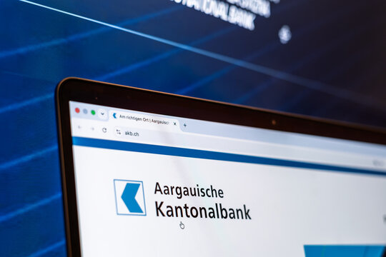 BERN, SWITZERLAND - JUNE 9, 2026: Aargauische Kantonalbank website logo shown in Switzerland. AKB is the cantonal bank of Aargau, offering accounts, mortgages, loans and investment services.