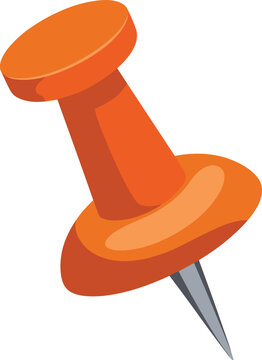 Orange color thumbtack pin vector on white background.