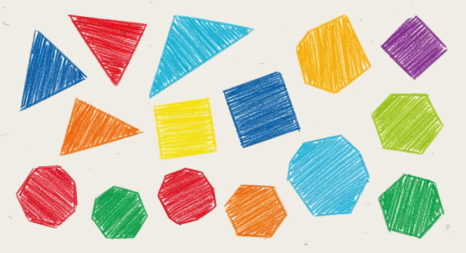 Colorful Geometric Shapes, Doodle Art, Kids Learning Shapes