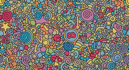 Fototapeta premium Colorful Abstract Pattern of Shapes and Swirls