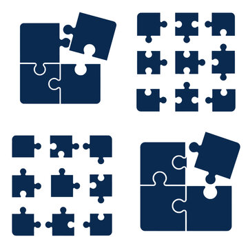 Various blue puzzle pieces illustrate problem-solving and teamwork