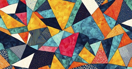 Fototapeta premium Vibrant patchwork of abstract shapes with pencil texture details, perfect for a variety of creative projects, AI generated