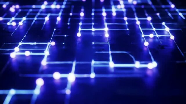 Abstract blue glowing digital circuit board pattern