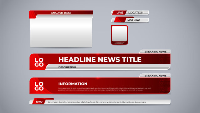 red news lower third with broadcasting kit usefully for media template