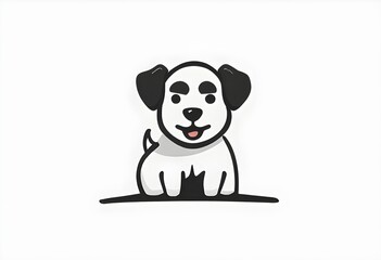 Fototapeta premium A simple cartoon dog with a white background, abstract illustration, AI generated