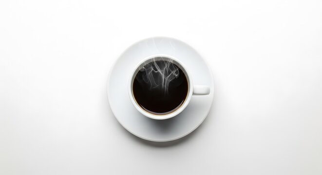 Close-up of black coffee in white cup.