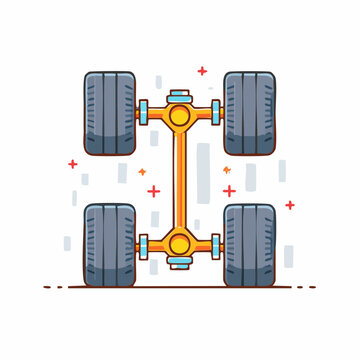 Car Chassis and Wheel Assembly Illustration