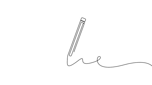 Pencil continuous line drawing animation for education, creativity, and brainstorming concepts. Minimalist graphite pencil self-drawing animation in clean single line art style.