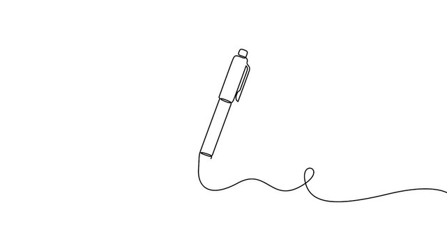 Pen continuous line drawing animation for education, corporate office, and copywriting concepts. Minimalist ballpoint pen self-drawing animation in clean single line art style.