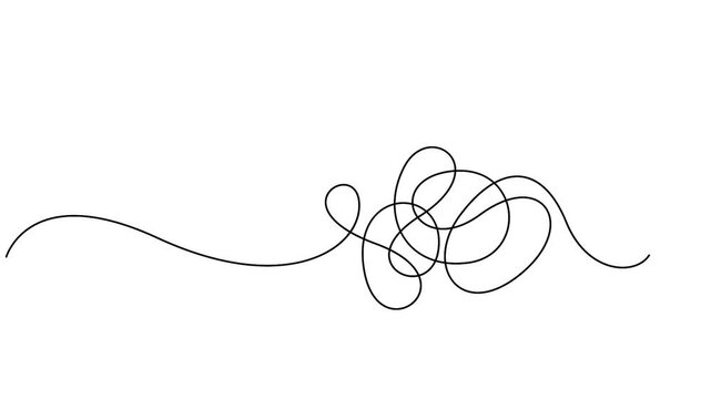 Problem solving continuous line drawing animation for business strategy and innovation concepts. Minimalist tangled line untangling into a light bulb animation in single line art style.