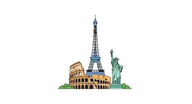 Colorful illustration of famous landmarks (3)