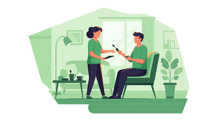 Fototapeta premium Interview, Podcast, Home Studio, Creator, Content - Illustration