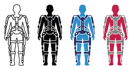 Adobe illustrator artwork,Skydiver silhouette icon set with parachute harness gear in different colors isolated on white background, extreme sport equipment symbol vector illustration © Sami