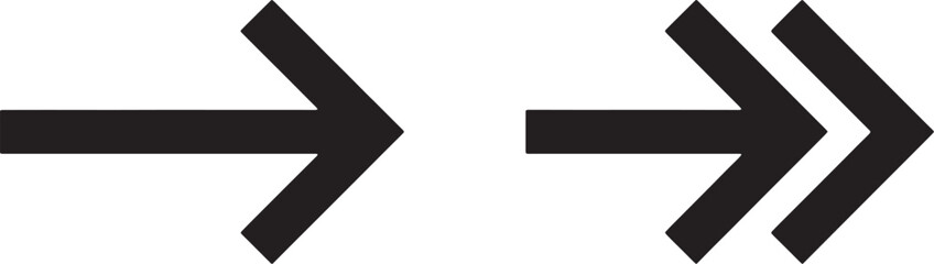 Solid Forward Direction Arrow and Double Fast Chevron Icons Vector Illustration © Munib