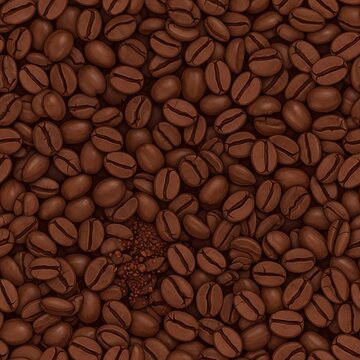 Close-up of roasted coffee beans texture.