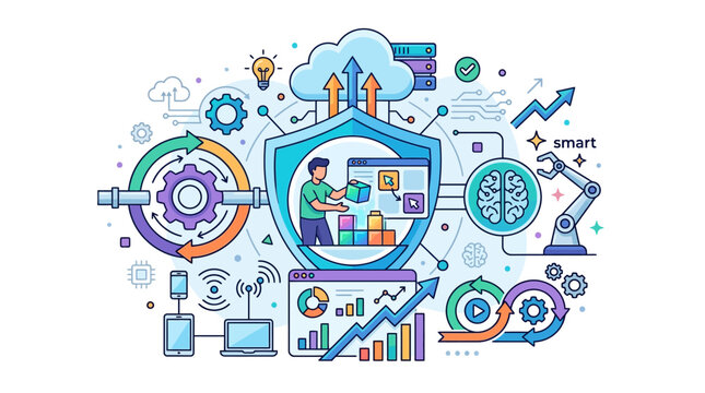 Technology and Software Development Infographic Illustration