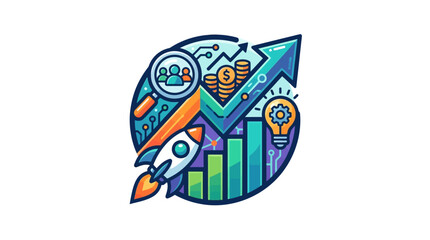 Business Growth and Innovation Vector Illustration © serra