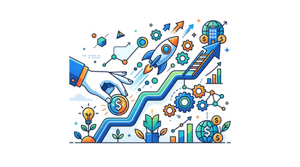 Business Growth and Investment Infographic Illustration © serra
