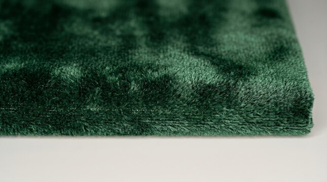 Close up of green plush carpet sample
