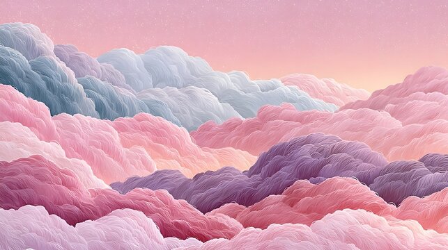 ピンクと紫の柔らかな雲が広がる幻想的な背景