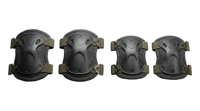 Set of tactical knee and elbow pads isolated on transparent background
