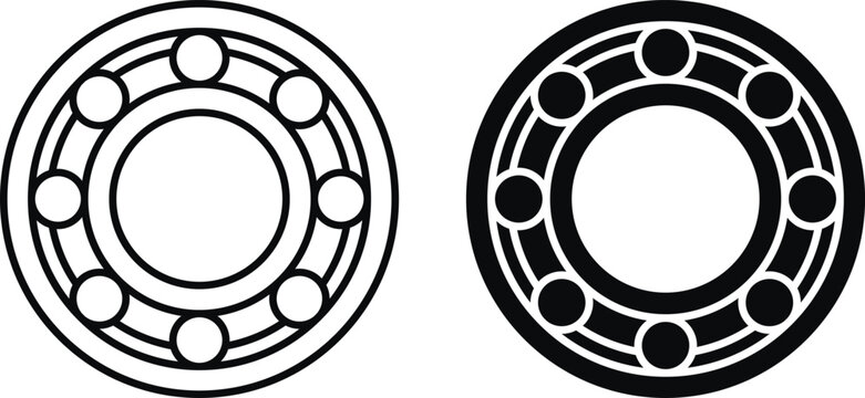Ball Bearing Icon Set Mechanical Bearing Engineering Industrial Machine Parts Vector Collection