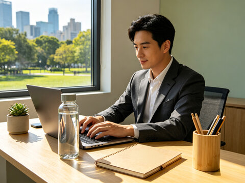 businessman working on laptop