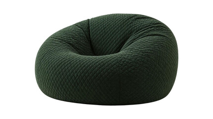 Naklejka premium Dark green quilted bean bag chair for modern home interior design isolated on white background