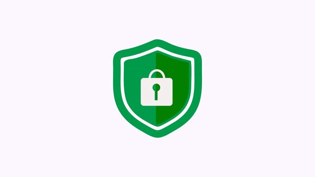 Green security shield icon padlock symbol for cyber safety protection, suitable for online security websites, tech articles, and cyber security blogs.