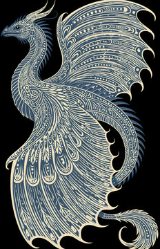 abstract vector background drawing of dragon
