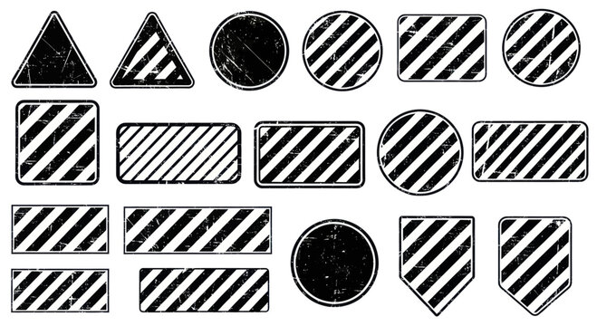 Collection of grunge warning signs and symbols.