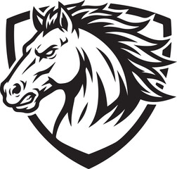 Obraz premium Black stallion esports team logo with fierce horse head design
