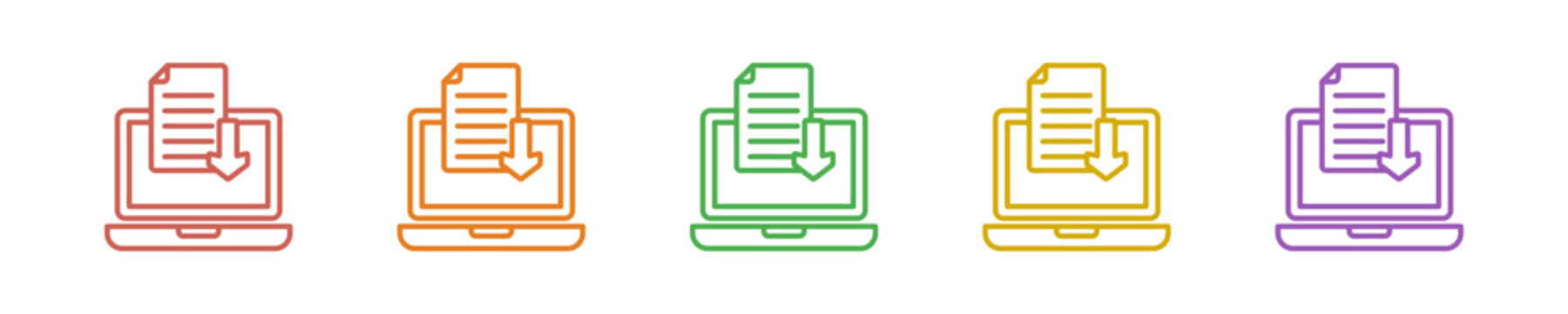 Data Entry Icon Set Multiple Style Collection. Vector Illustration Concept Designed In Line Colorful Style